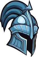 A striking illustration of a blue and silver spartan helmet, perfect for adding a powerful and symbolic touch to your designs vector
