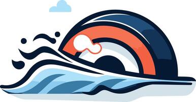 Abstract logo design featuring a stylized wave with a colorful eye inside vector