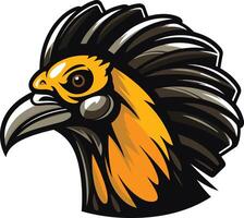 Fierce and dynamic illustration of a rooster head, perfect for sports teams, mascots, and branding vector