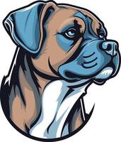 A bold and stylized illustration of a boxer dog's head, perfect for creating logos, apparel designs, and more vector