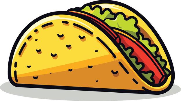 un estilo de dibujos animados ilustración de un soltero, abierto taco caparazón, Perfecto para creando divertido y vibrante diseños para menús, social medios de comunicación, o marca vector