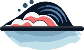 Abstract ocean wave logo design with a blue and red color palette vector