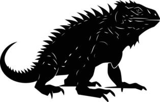 A bold, black silhouette of an iguana, perfect for creating a powerful, impactful design vector