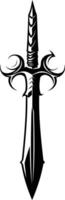 Black and white illustration of a stylized sword, perfect for creating a powerful and unique logo or graphic vector