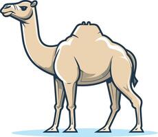 A friendly cartoon camel with a long neck and hump, standing on a light blue background vector