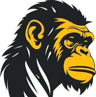 A bold, graphic illustration of a chimpanzee's head, perfect for branding, logos, and designs that need a strong, animalistic touch vector