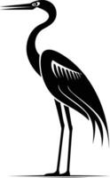 A stylized black and white silhouette of a graceful heron, perfect for branding, logos, or design projects vector