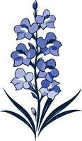 Elegant blue floral illustration, perfect for adding a touch of nature to your design projects vector