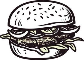 Classic Cheeseburger with Lettuce, Tomato and Onion vector