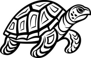 Black and white element illustration of a stylized turtle vector