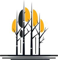 Minimalist abstract design of trees with yellow leaves, perfect for nature-inspired branding or decor vector