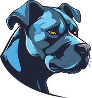 A powerful and fierce looking pit bull with a blue and black color scheme vector