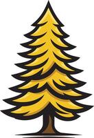 A cartoon-style evergreen tree with a yellow color scheme vector