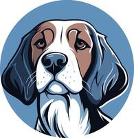 A charming cartoon beagle with big brown eyes looks directly at the viewer vector