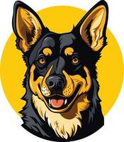 A friendly and playful illustration of a black and tan dog with a cheerful expression, perfect for pet-related designs, branding, or social media vector