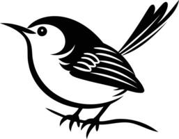 A simple yet elegant black and white silhouette of a small bird, perfect for branding, web design, or print projects vector