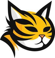A bold and stylized cat head logo with a fierce expression vector