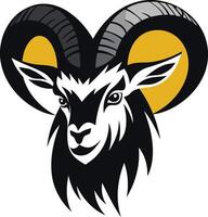 Black and White Ram with Yellow Background vector