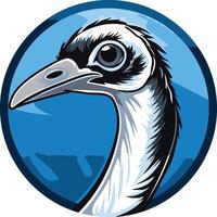 A bold, graphic illustration of a crane's head in a circle, perfect for a logo, branding, or mascot vector