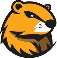 A bold, cartoon-style logo featuring a fierce-looking badger with sharp eyes and a defined snout vector
