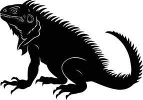 A striking black silhouette of an iguana, perfect for adding a touch of exotic flair to your designs vector