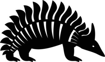 A striking black and white silhouette of an armadillo, perfect for adding a touch of nature to your designs vector