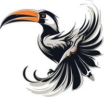 Stylized Toucan with Spread Wings vector