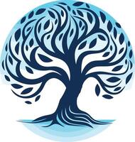 Abstract tree logo design with blue tones vector
