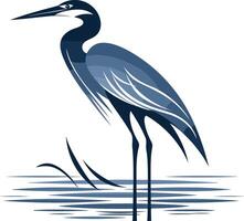 Stylized blue heron in a minimalist design, perfect for branding or nature-inspired designs vector