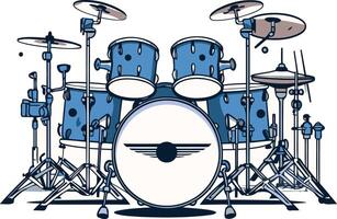 A cartoon illustration of a drum kit, perfect for music-related designs and projects vector