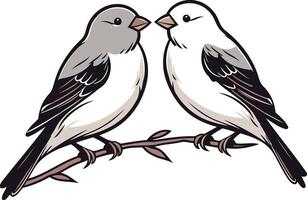Two Birds Perched on a Branch vector