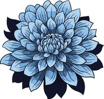 A beautiful blue dahlia flower, meticulously drawn in a classic style, perfect for adding a touch of nature to your designs vector