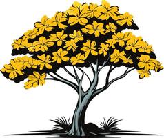 A stylized illustration of a tree with bright yellow foliage, perfect for nature-themed designs or branding vector
