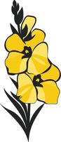 A simple yet elegant illustration of yellow flowers with black outlines, perfect for adding a touch of nature to your designs vector