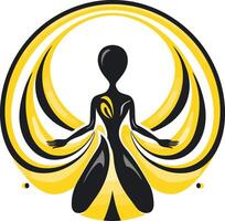 Abstract Silhouette of a Woman with Golden Wings vector