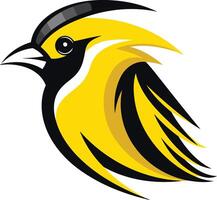 Bold and dynamic bird logo design featuring a yellow and black color scheme vector