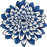 Elegant blue and white floral illustration, perfect for adding a touch of sophistication to your designs vector