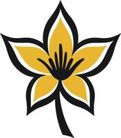 A stylized yellow flower with black outlines, perfect for logo design, branding, or decorative elements vector