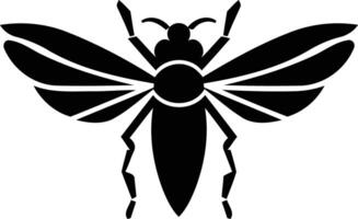Simple, bold silhouette of a bee or wasp, perfect for logos, branding, or illustrations vector