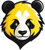 A bold and playful panda mascot design, featuring a yellow and black color scheme vector