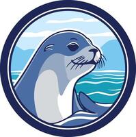 Smiling Seal in a Circle vector