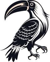 Stylized Black and White Toucan Illustration vector
