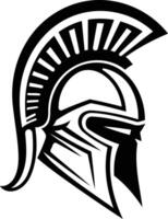 Bold and striking black and white illustration of a spartan helmet, perfect for branding, design projects, and motivational content vector