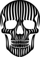 Striking black and white skull illustration with a tribal, patterned design vector