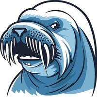 A fierce and powerful walrus mascot with sharp teeth, perfect for sports teams, branding, or any project needing a strong and bold image vector