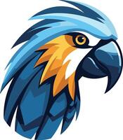 A vibrant and stylized illustration of a parrot's head, perfect for logo design, branding, or mascot creation vector