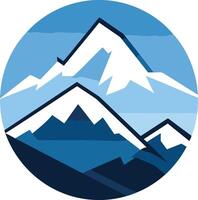 A stylized, minimalist mountain range logo in a circular shape vector
