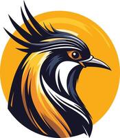 Bold and dynamic logo of a bird with a striking color palette vector