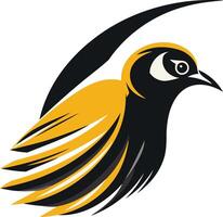 Stylized bird logo in black and yellow, perfect for sports teams, branding, or any project needing a bold and unique design vector