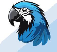 A vibrant blue parrot head, in a bold and stylized design, perfect for branding, logo design, and mascot creation vector